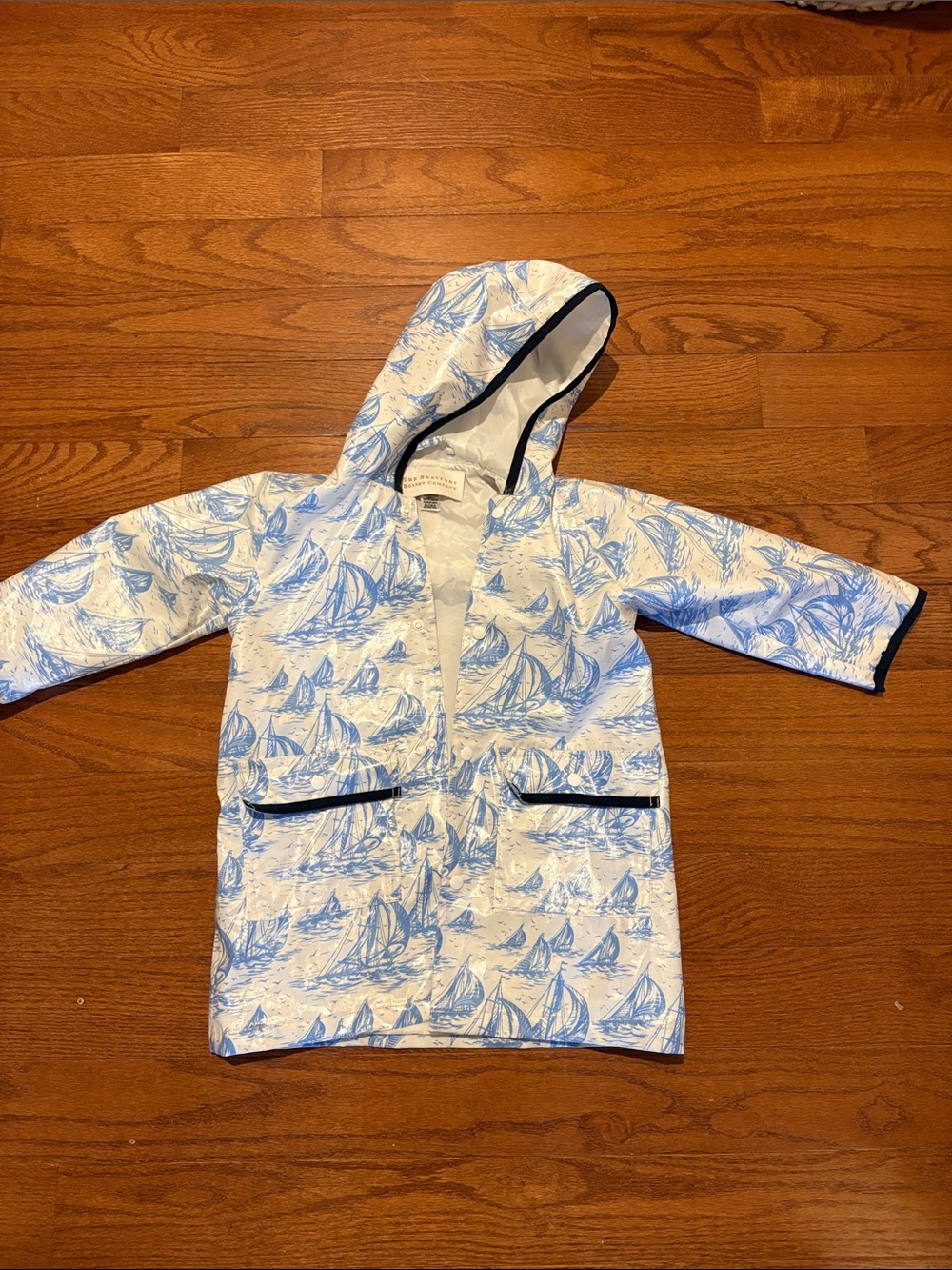 The Beaufort Bonnet Company Blue and White Sailboat Print Raincoat